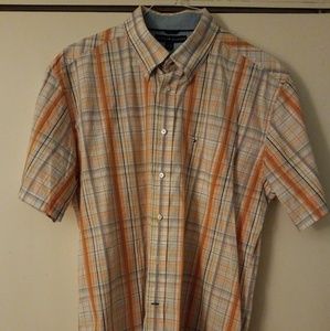 Tommy Hilfiger- orange plaid XL short sleeve BD